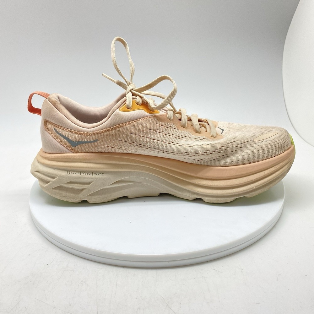 Hoka One One Sneakers Womens 9 D Wide Bondi 8 1127954 CMV Beige Running Shoes - Picture 6 of 10